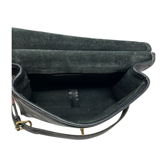 Vintage COACH WILLIS Black Leather Crossbody Satchel Bag Purse Brass 9927 - Picture 6 of 16